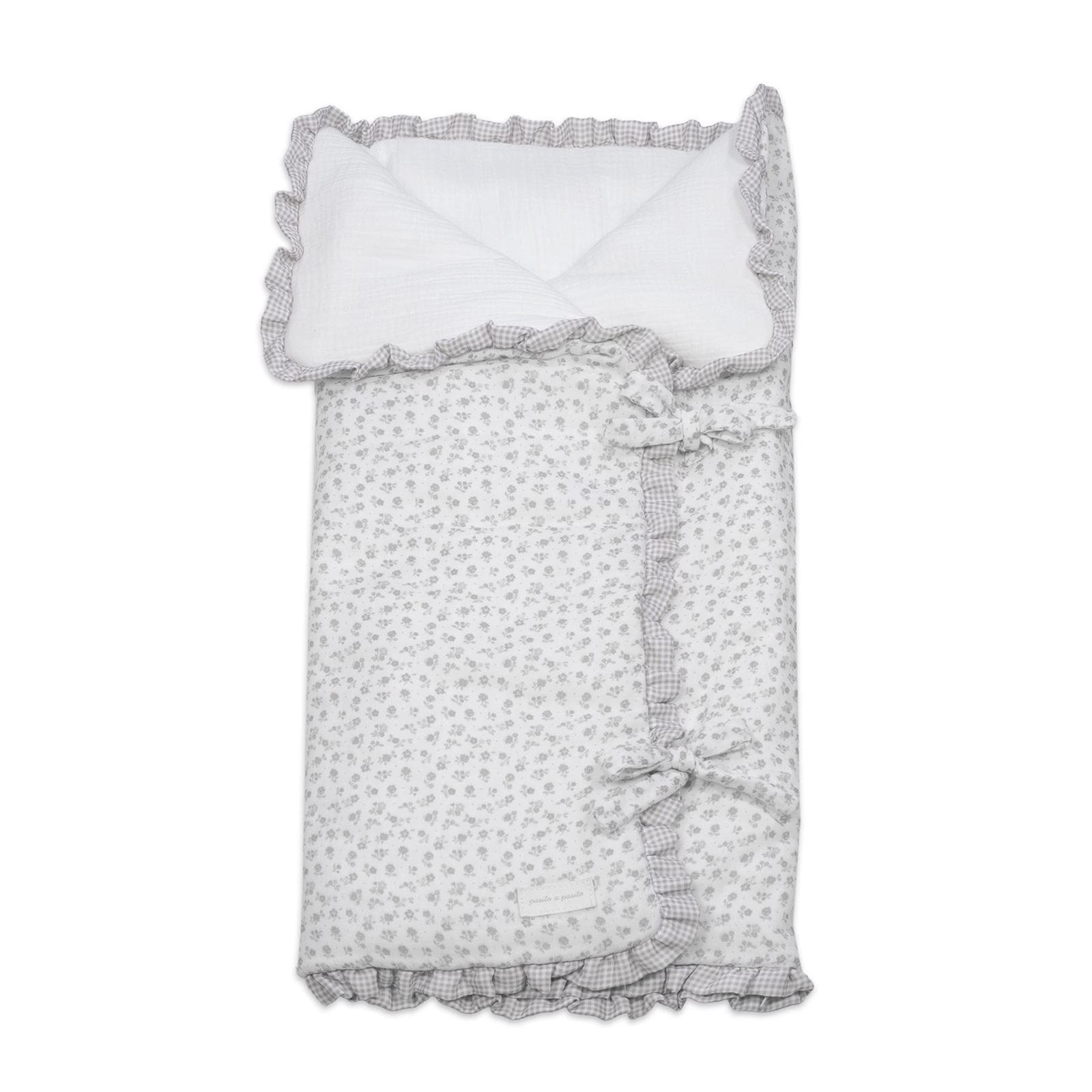 Arrullo/Manta Little Bloom Flor Gris - Imagen 1