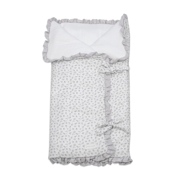 Arrullo/Manta Little Bloom Flor Gris - Imagen 1