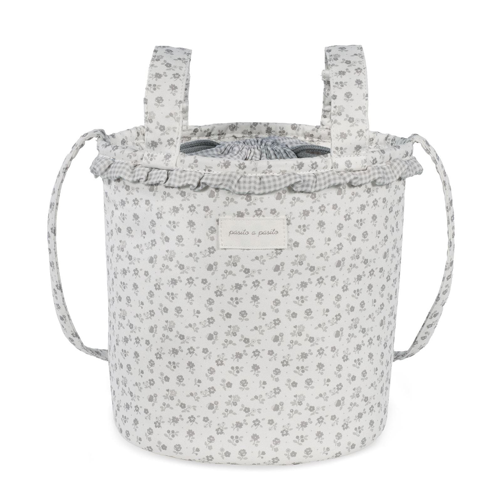 Bolsa Bucket Little Bloom Flor Gris - Imagen 1