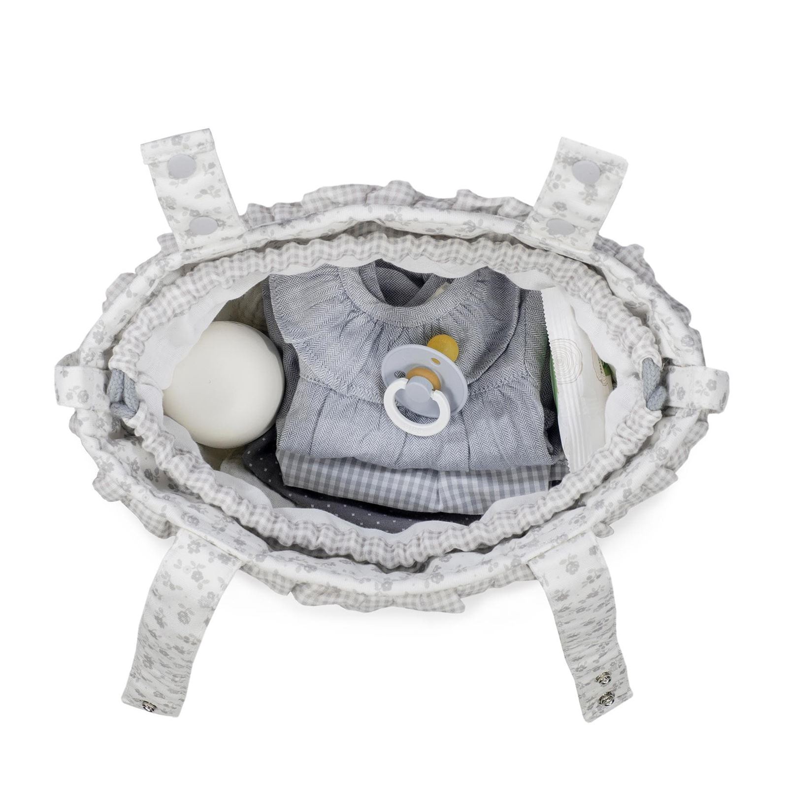 Bolsa Bucket Little Bloom Flor Gris - Imagen 5