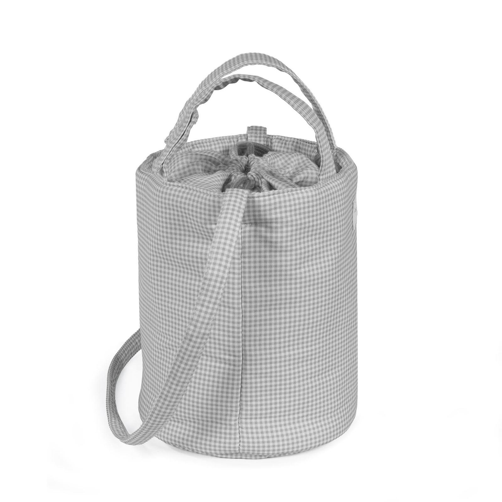 Bolsa Bucket Little Bloom Vichy Gris - Imagen 3