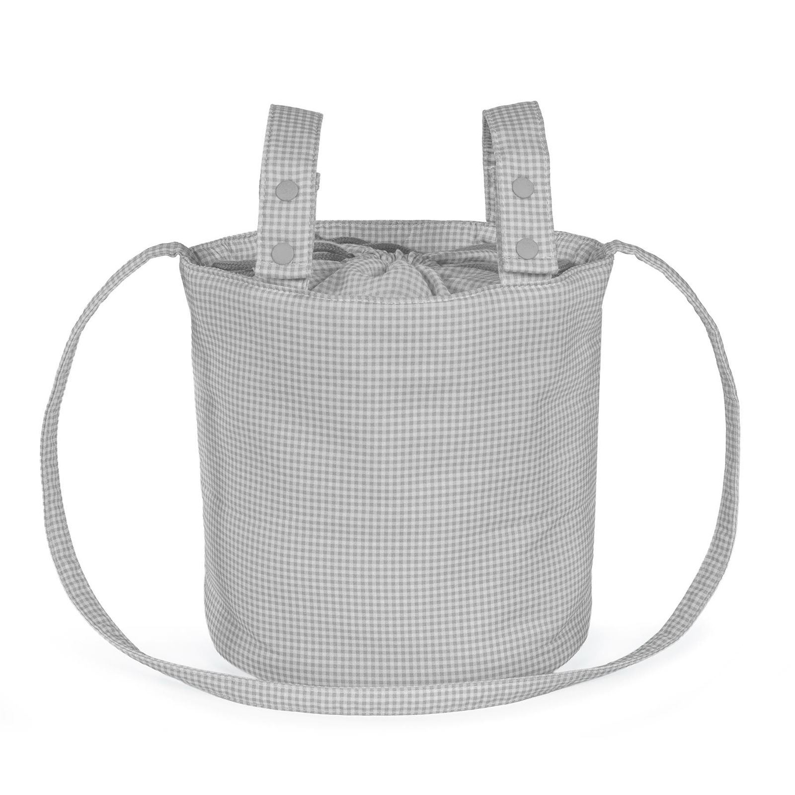 Bolsa Bucket Little Bloom Vichy Gris - Imagen 4