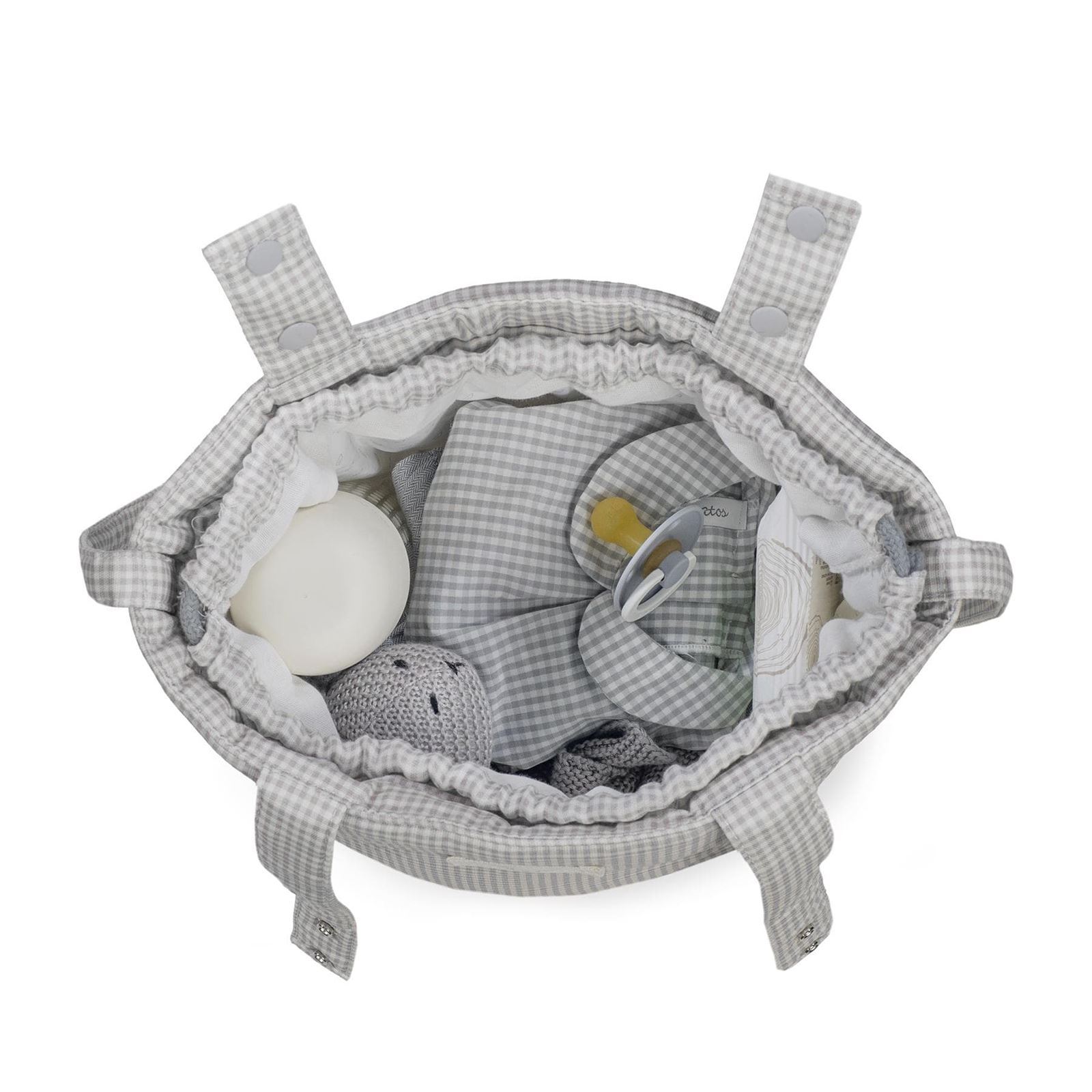 Bolsa Bucket Little Bloom Vichy Gris - Imagen 5