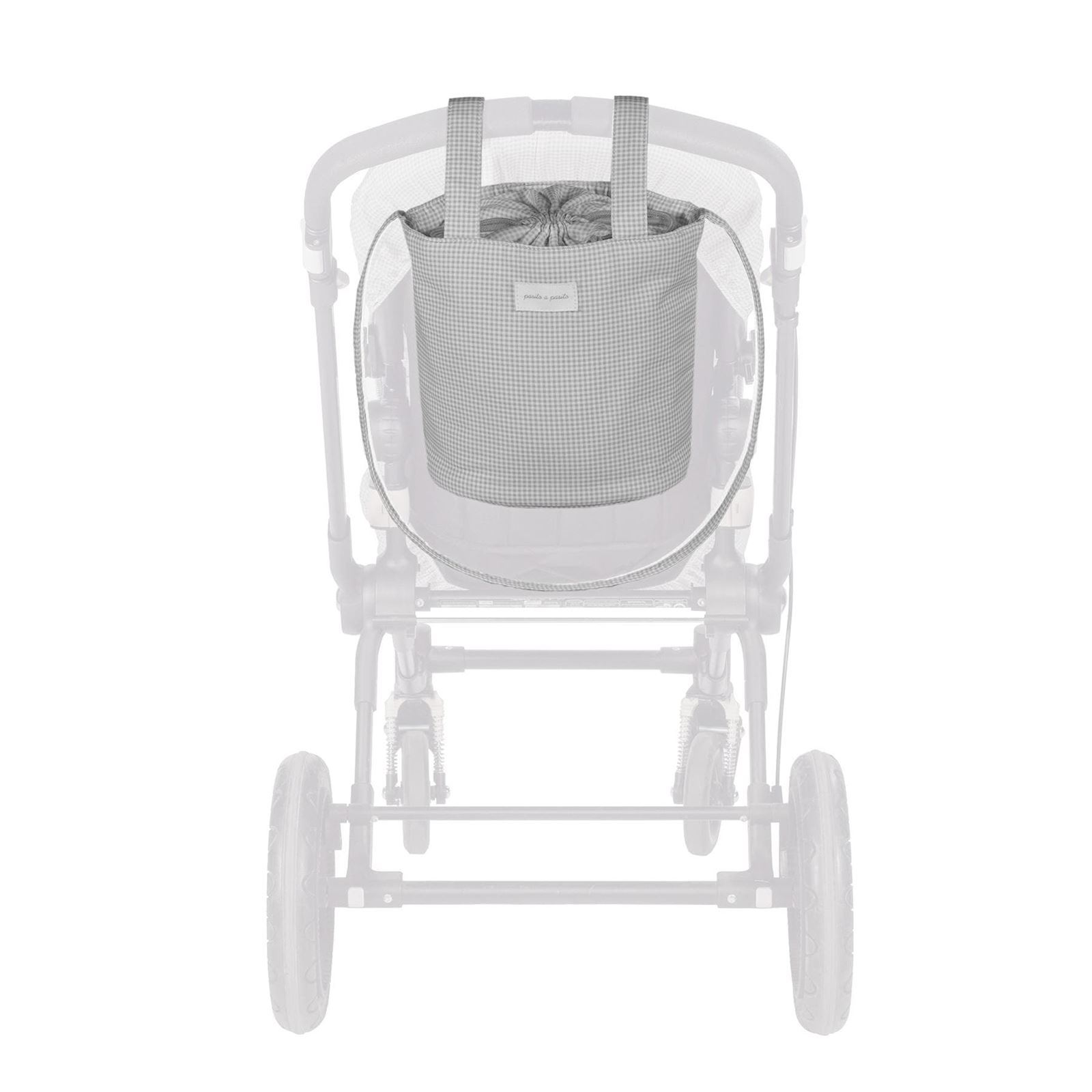 Bolsa Bucket Little Bloom Vichy Gris - Imagen 6