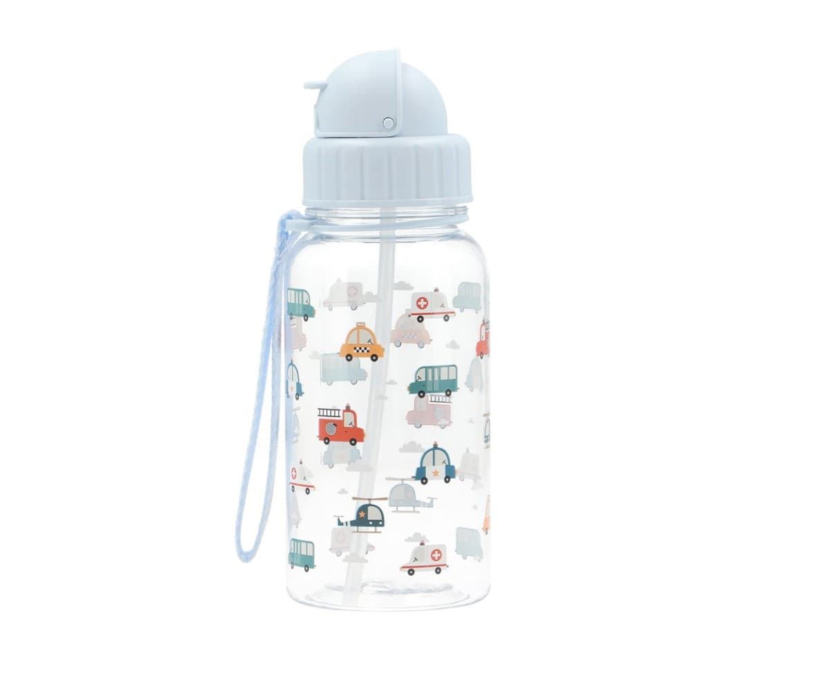 Botella de Plástico con Pajita City Cars - Imagen 1