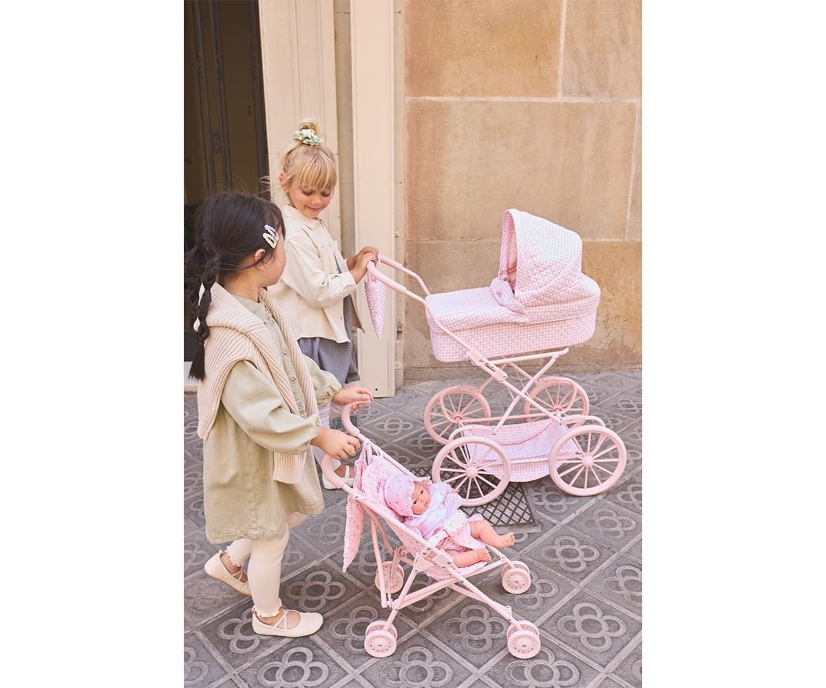 CARRITO PARA MUÑECAS VICHY ROSA TUTETE - Imagen 2
