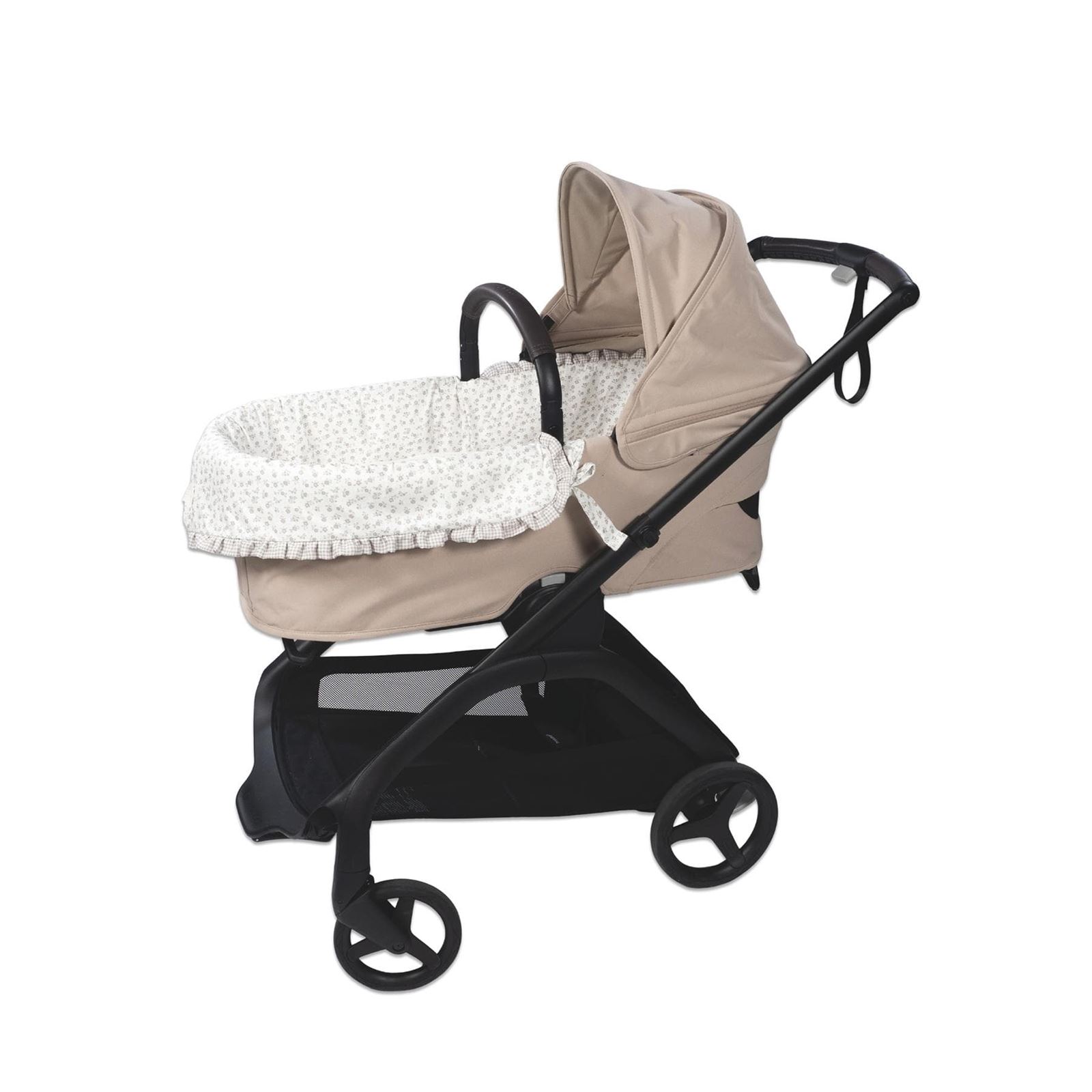 Cubre Cuco Dual + Sábana Ajustable Little Bloom Flor Gris - Imagen 3