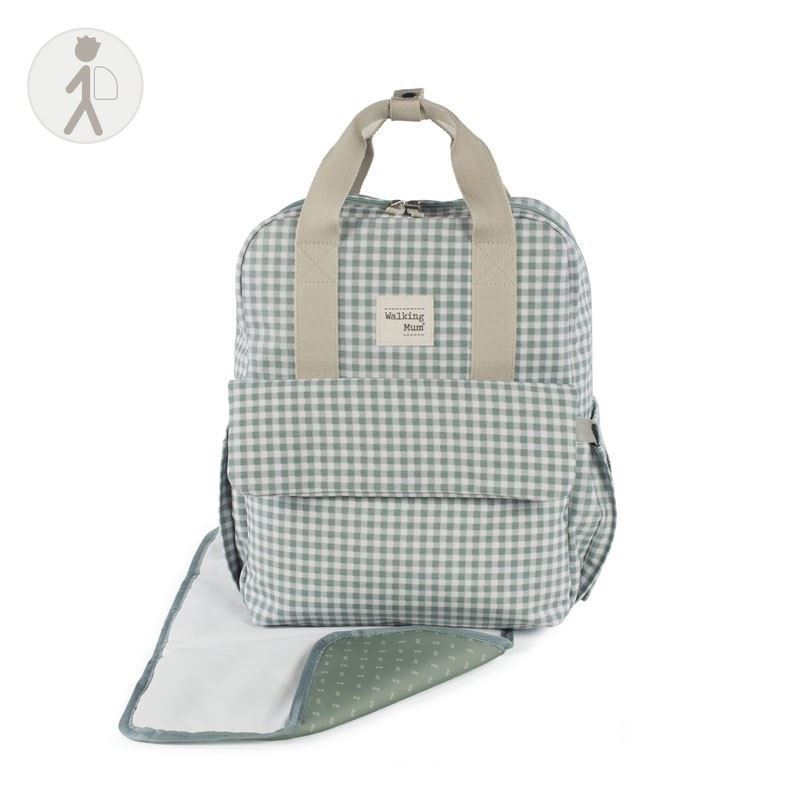 Mochila maternal I Love Vichy verde - Imagen 2