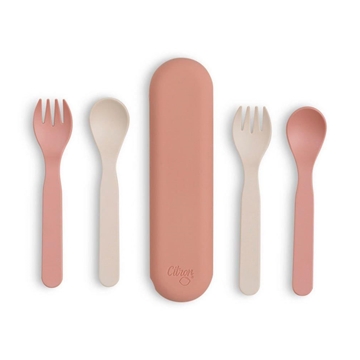 Set 2 Juegos de Cubiertos PLA Rosa/Crema - Imagen 1