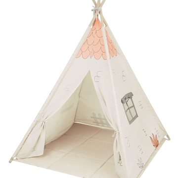 Teepee de Madera con Alfombra Casa Beige - Imagen 2