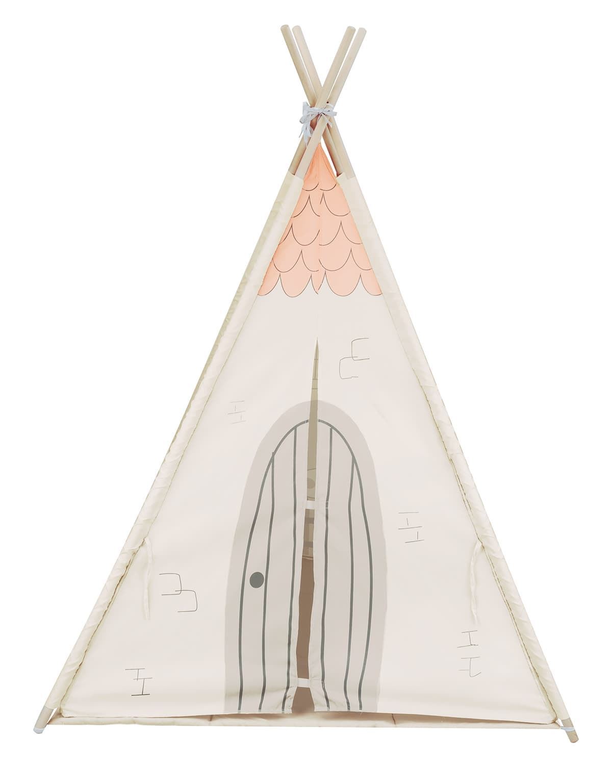 Teepee de Madera con Alfombra Casa Beige - Imagen 3