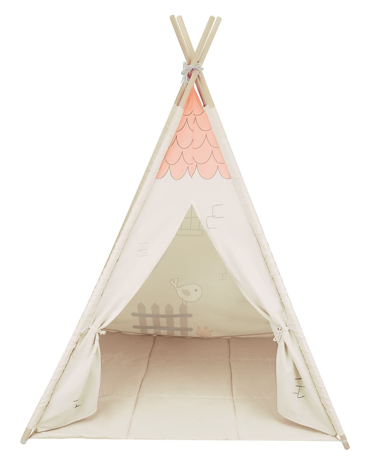 Teepee de Madera con Alfombra Casa Beige - Imagen 4