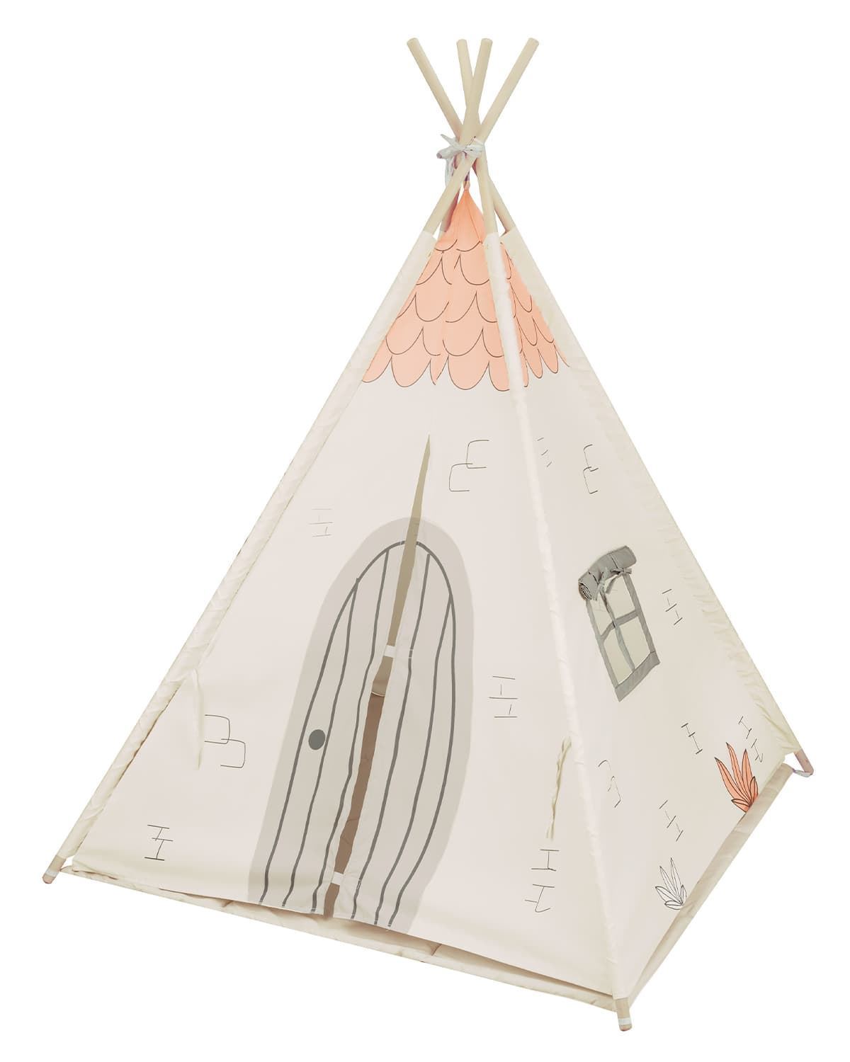 TIPI de Madera con Alfombra Casa Beige - Imagen 1