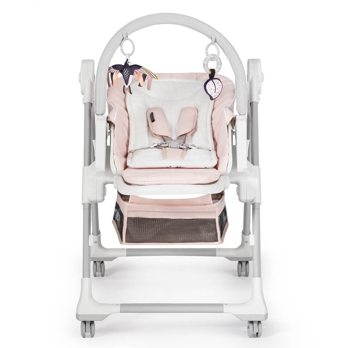 Trona bebe ligera multi posiciones Asiento regulable con bandeja extraíble  Fácil plegado Acolchado y cómodo rosa