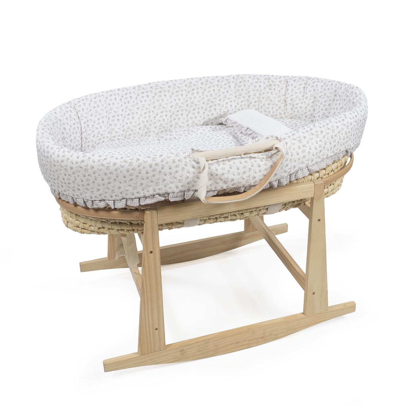 Vestiduras para Moisés Little Bloom Flor Gris - Imagen 3